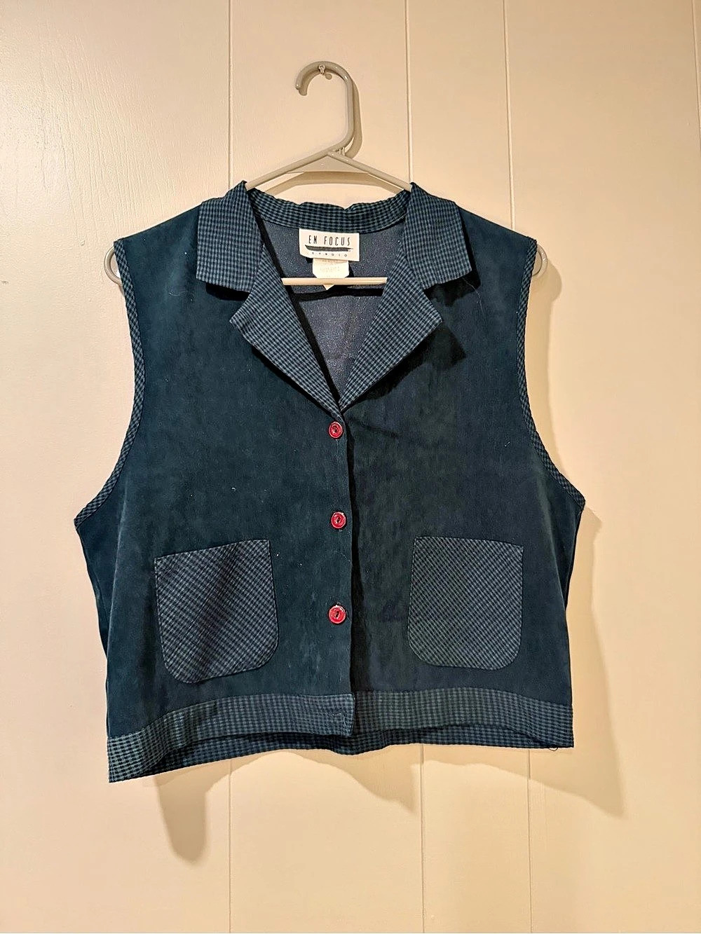 En Focus Studio Gingham emerald Cotton Vest Size 14